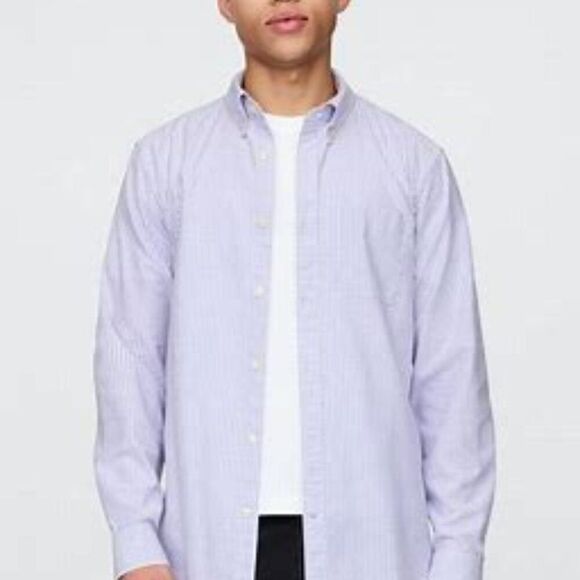GAP Men's Striped Color wisteria blossom Shirt Oxford Button Down - NWT Size XXL - Picture 1 of 14